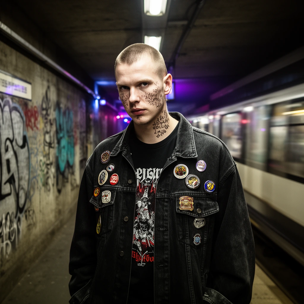 Urban subway portrait with motion blur