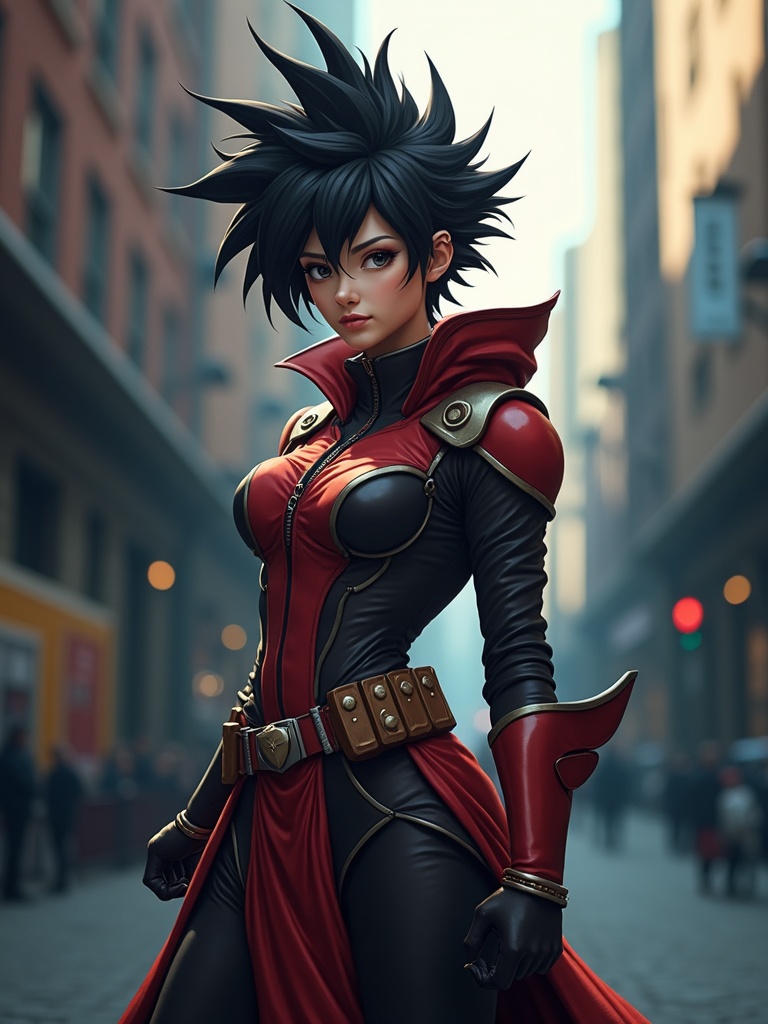 cosplay portrait of a person in dramatic anime hero costume with spiky styled wig - anime AI photo