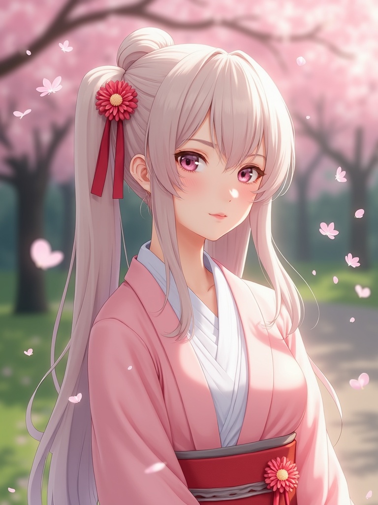 cosplay photograph of a person wearing traditional Japanese kimono or yukata with anime-inspired sty - anime AI photo