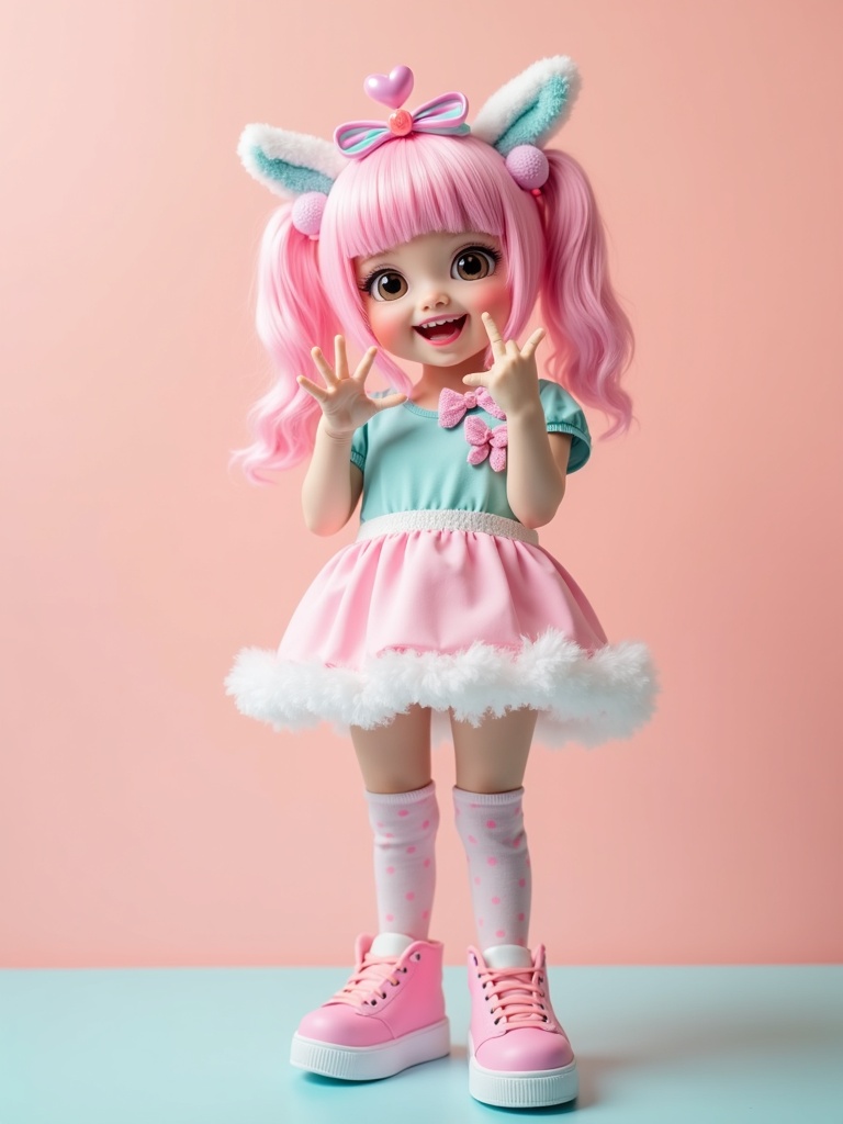 creative cosplay photograph of a person in cute kawaii-style outfit with pastel colors - anime AI photo