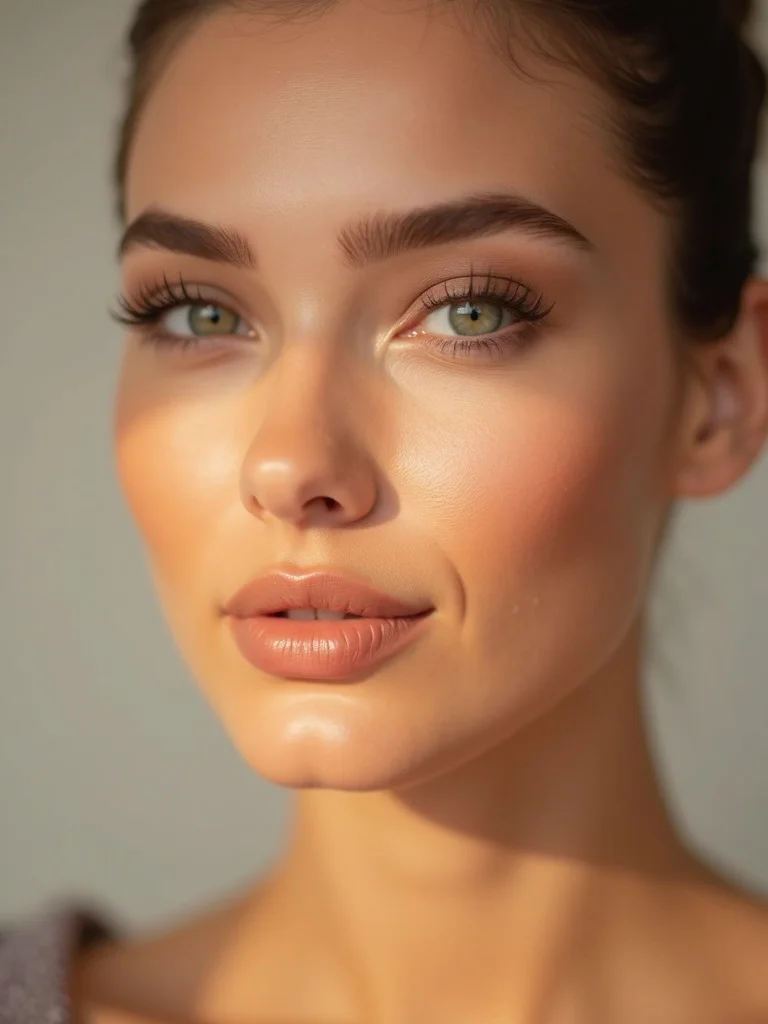 beauty influencer close-up portrait of a person with flawless makeup application including perfectly - influencer AI photo