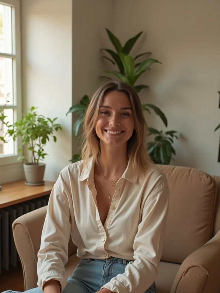 lifestyle influencer photograph of a person in a cozy aesthetically decorated home setting with indo - influencer AI photo