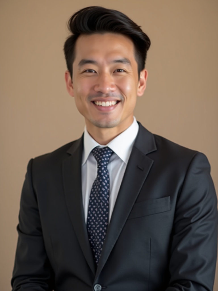 corporate lawyer headshot wearing modern fitted charcoal suit with contemporary tie. Shot against cl - lawyer-headshots AI photo