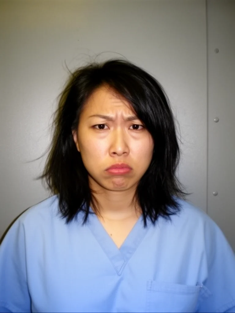 AI-generated mugshot style photo with police booking background and height measurement board. Profes - mugshots AI photo