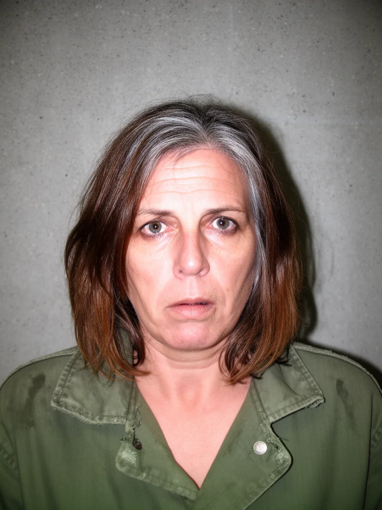 AI-generated mugshot style photo with police booking background and height measurement board. Profes - mugshots AI photo