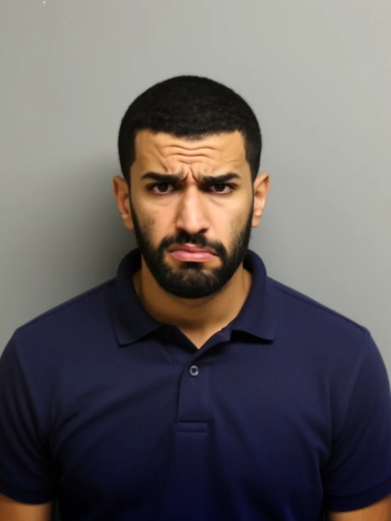 AI-generated mugshot style photo with police booking background and height measurement board. Profes - mugshots AI photo