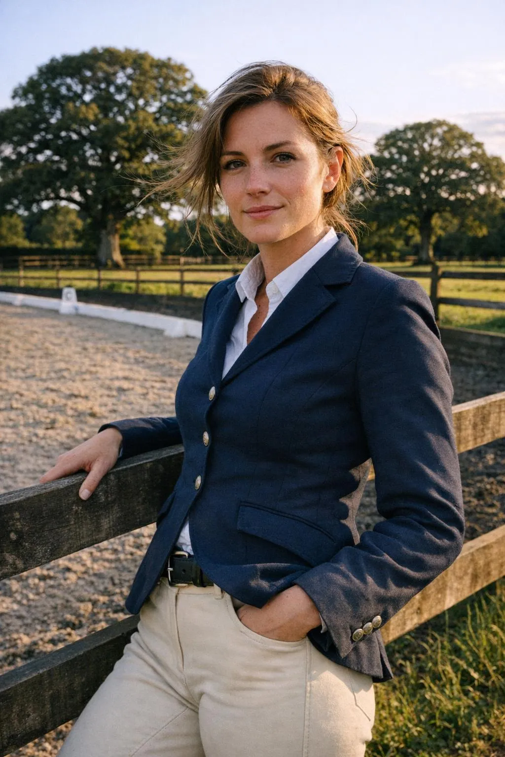 Woman in her late 20s at an English country estate - old-money AI photo